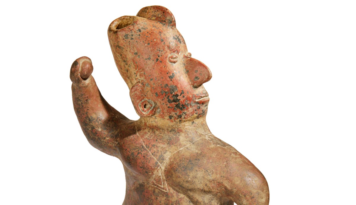 Funerary Vessel (detail), Jalisco, Western Shaft Tomb, 400 BCE - 200 CE, Jalisco or Nayarit, Mexico, clay. Collection Mingei International Museum. Gift from the Living Trust of Donald B. Robertson. Photo by Lynton Gardiner. 2017-06-001. 2005-T44-001