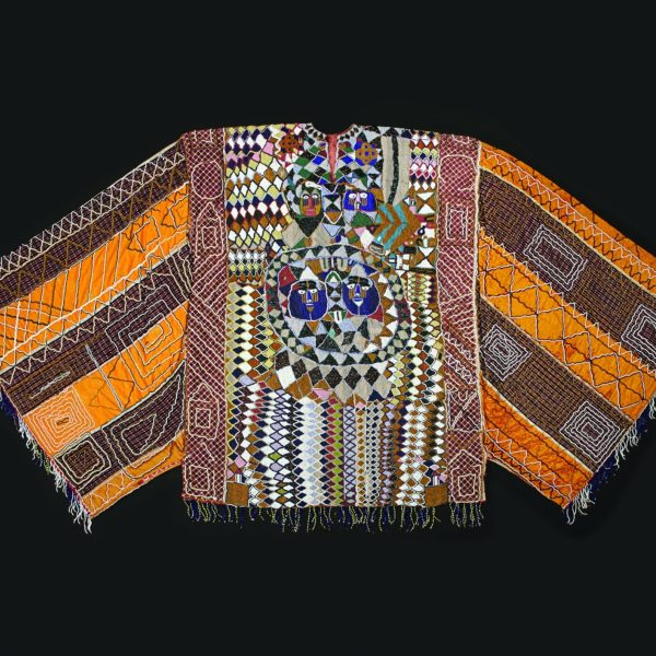 Chief's Robe, 20th Century, Yoruba, Nigeria, cotton, cotton velvet, glass beads. Collection Mingei International Museum. Gift of Mingei International Connoisseurs & Susan Lerer. Photo by Lynton Gardiner. 1999-31-001.